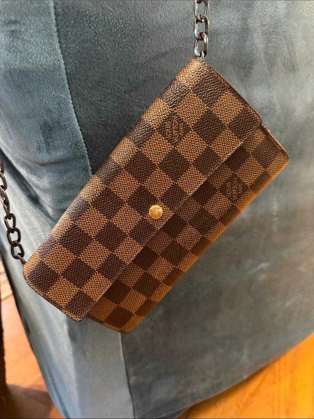 Classic Brown Checkered Crossbody Clutch